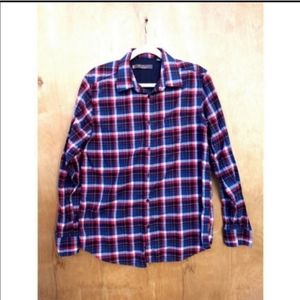 Ben Sherman red blue plaid button flannel medium